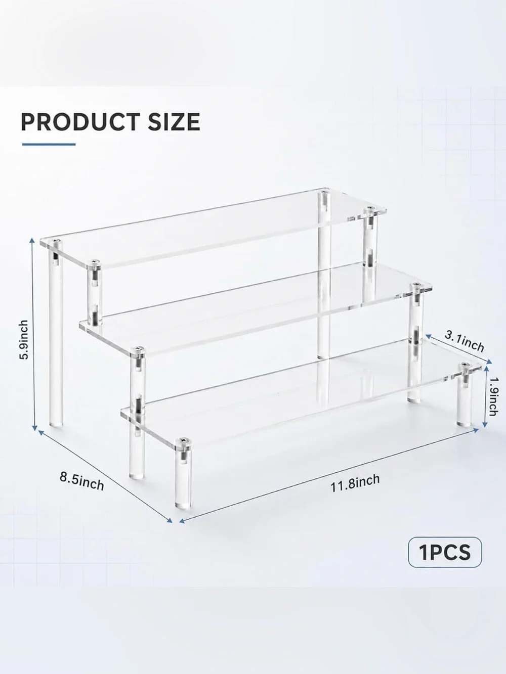 THREE Acrylic 3-Tier Shelves